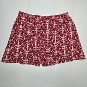 Vintage 60s 70s Knit Anchor Nautical Mini Skirt Short Skort Red Pinup 24"W *XS